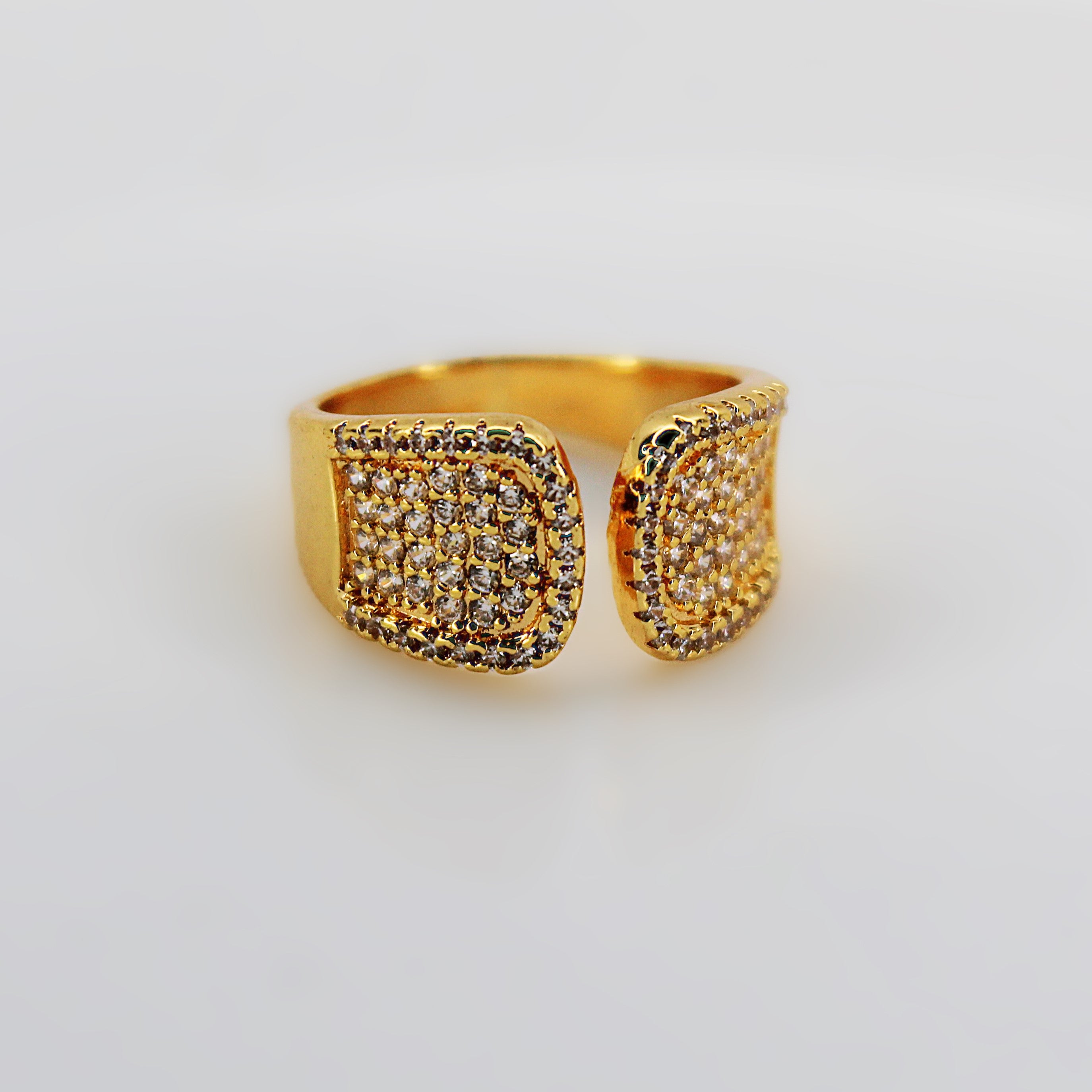 Everyday Luxury: Adjustable Stainless Steel Ring with 1 Carat Gold Polish